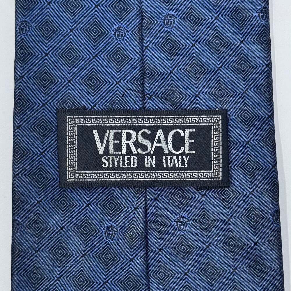 Versace Navy Abstract Pattern Tie - Picture 2 of 10